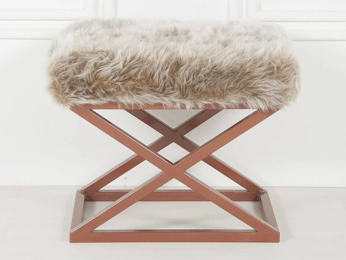 Puf Altadena 576, Marrón, 42x40x50cm, Tapiz, Patas: Metal