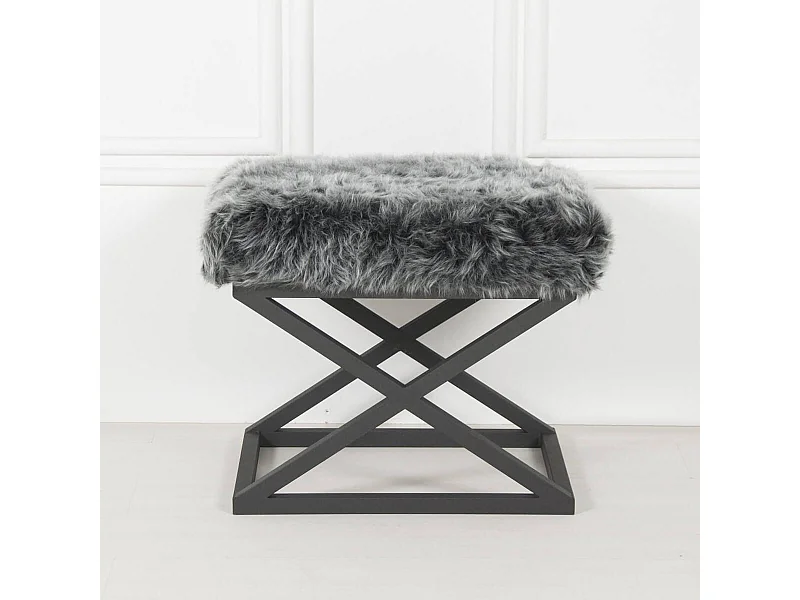 Puf Altadena 576, Gris, 42x40x50cm, Tapiz, Patas: Metal