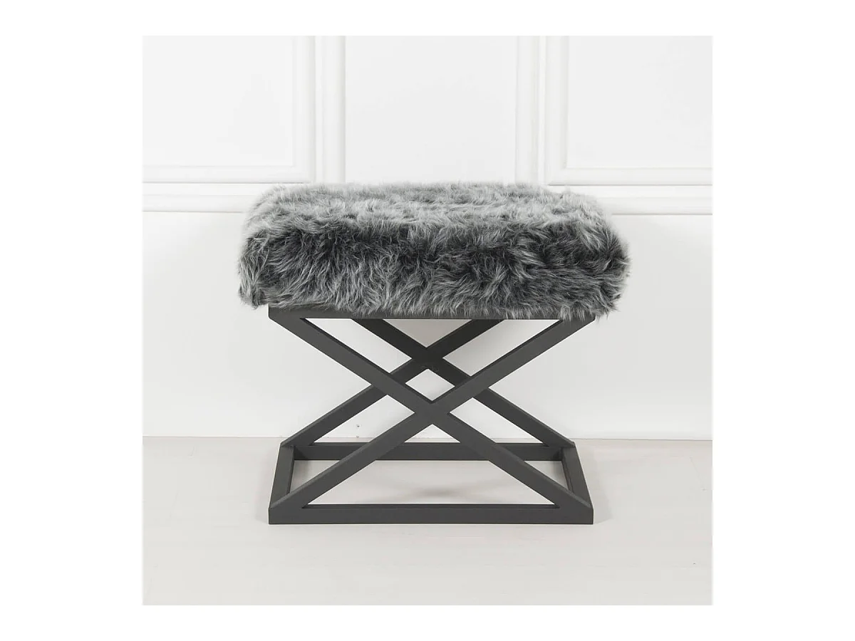 Puf Altadena 576, Gris, 42x40x50cm, Tapiz, Patas: Metal