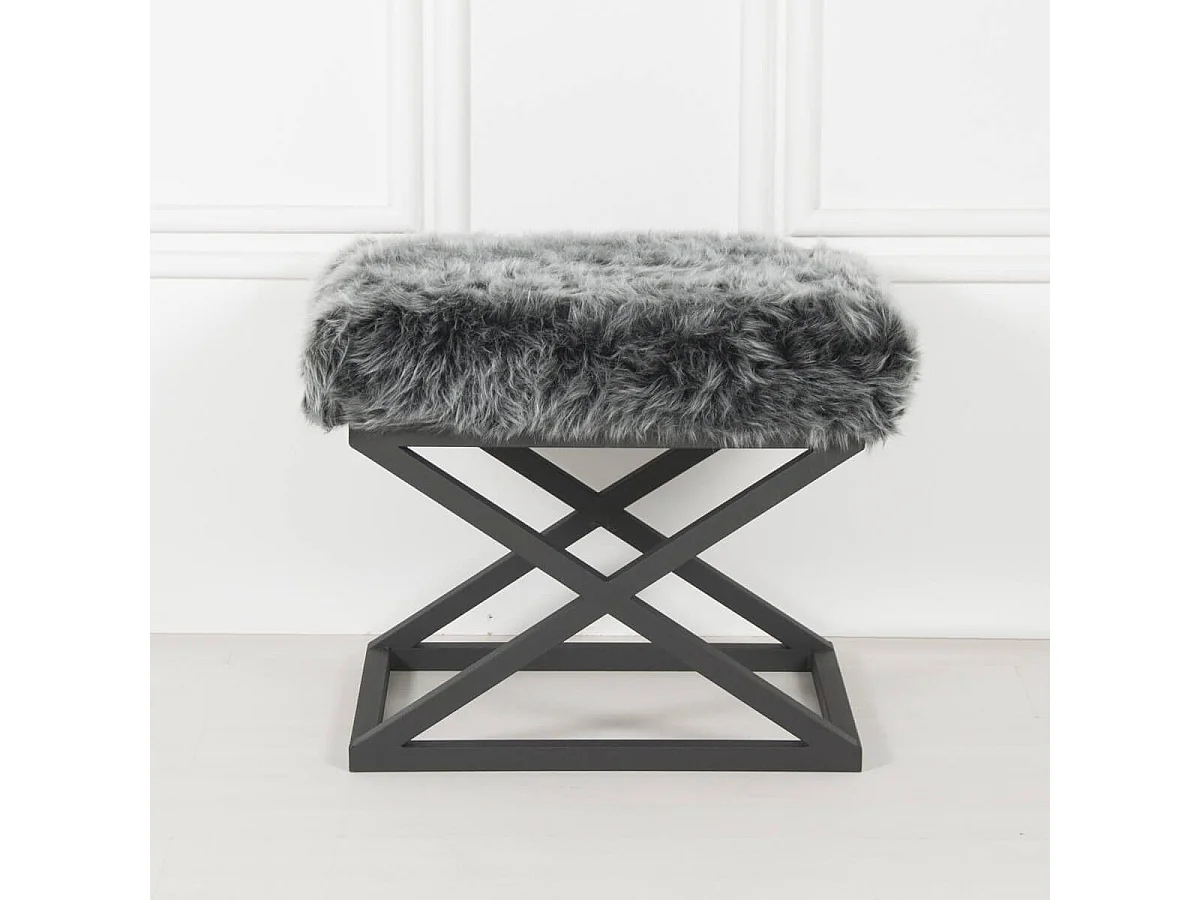 Puf Altadena 576, Gris, 42x40x50cm, Tapiz, Patas: Metal