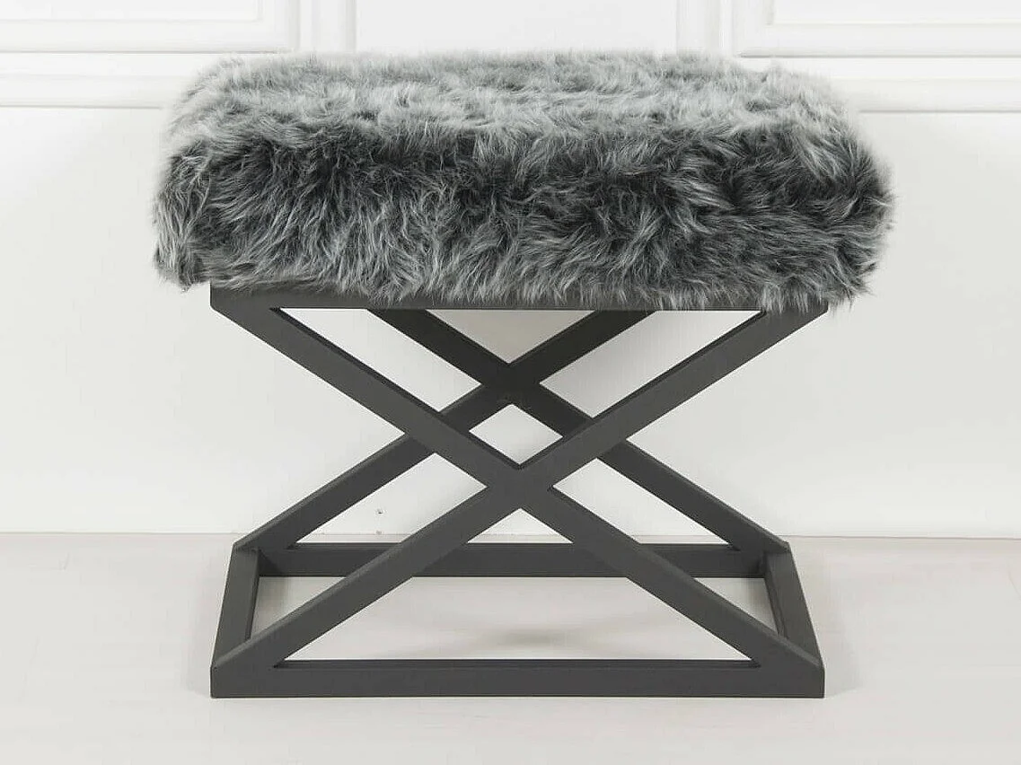 Puf Altadena 576, Gris, 42x40x50cm, Tapiz, Patas: Metal