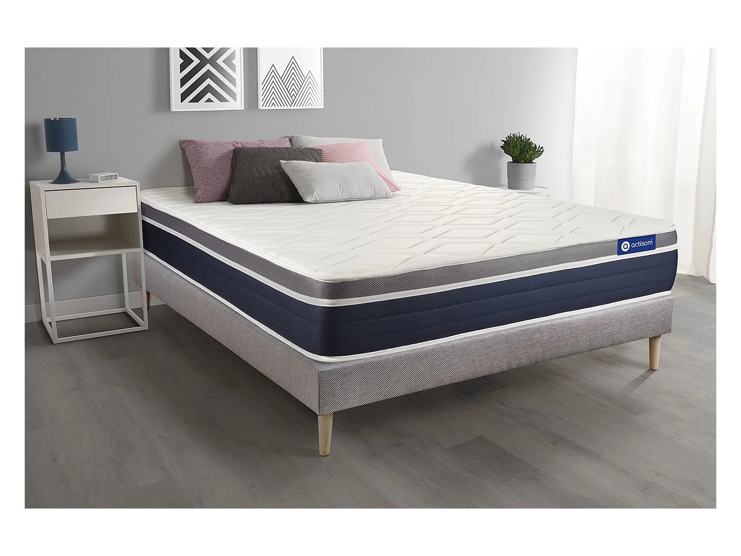 Ensemble Matelas Sommier 130x190 cm - Actimemo Confort