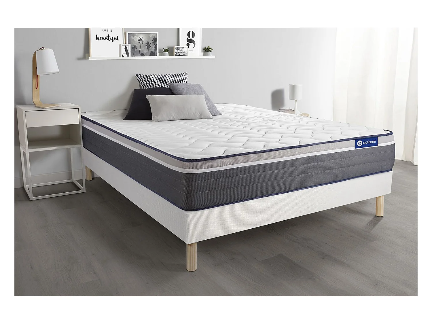 Ensemble Matelas Sommier 130x190 cm - Actilatex Plus
