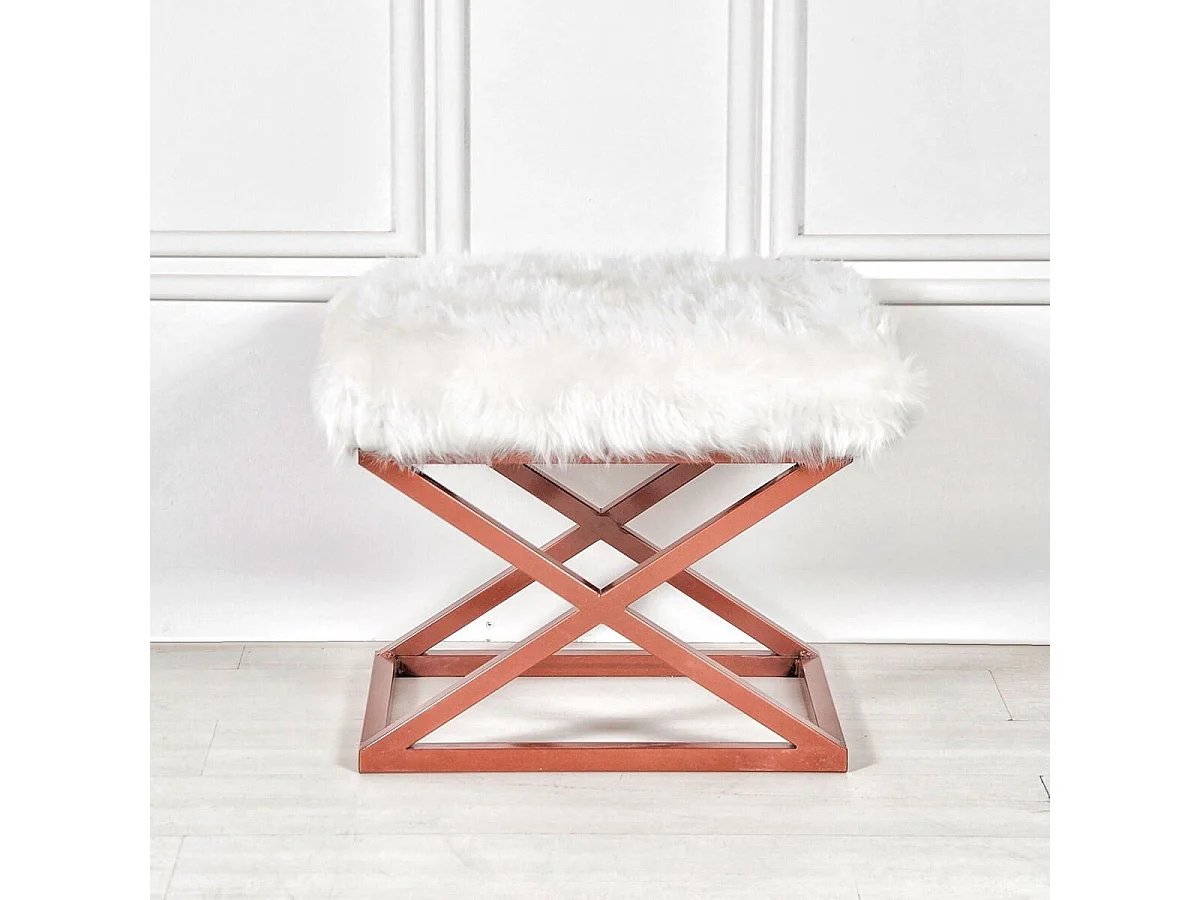 Puf Altadena 576, Blanco, 42x40x50cm, Tapiz, Patas: Metal