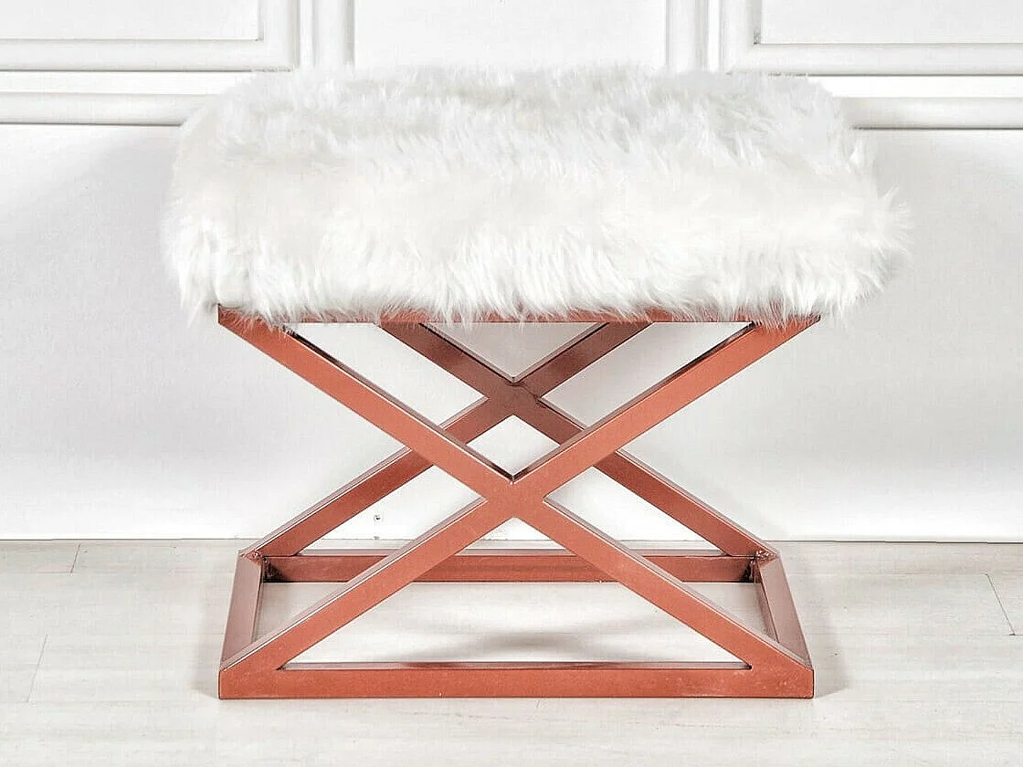 Puf Altadena 576, Blanco, 42x40x50cm, Tapiz, Patas: Metal