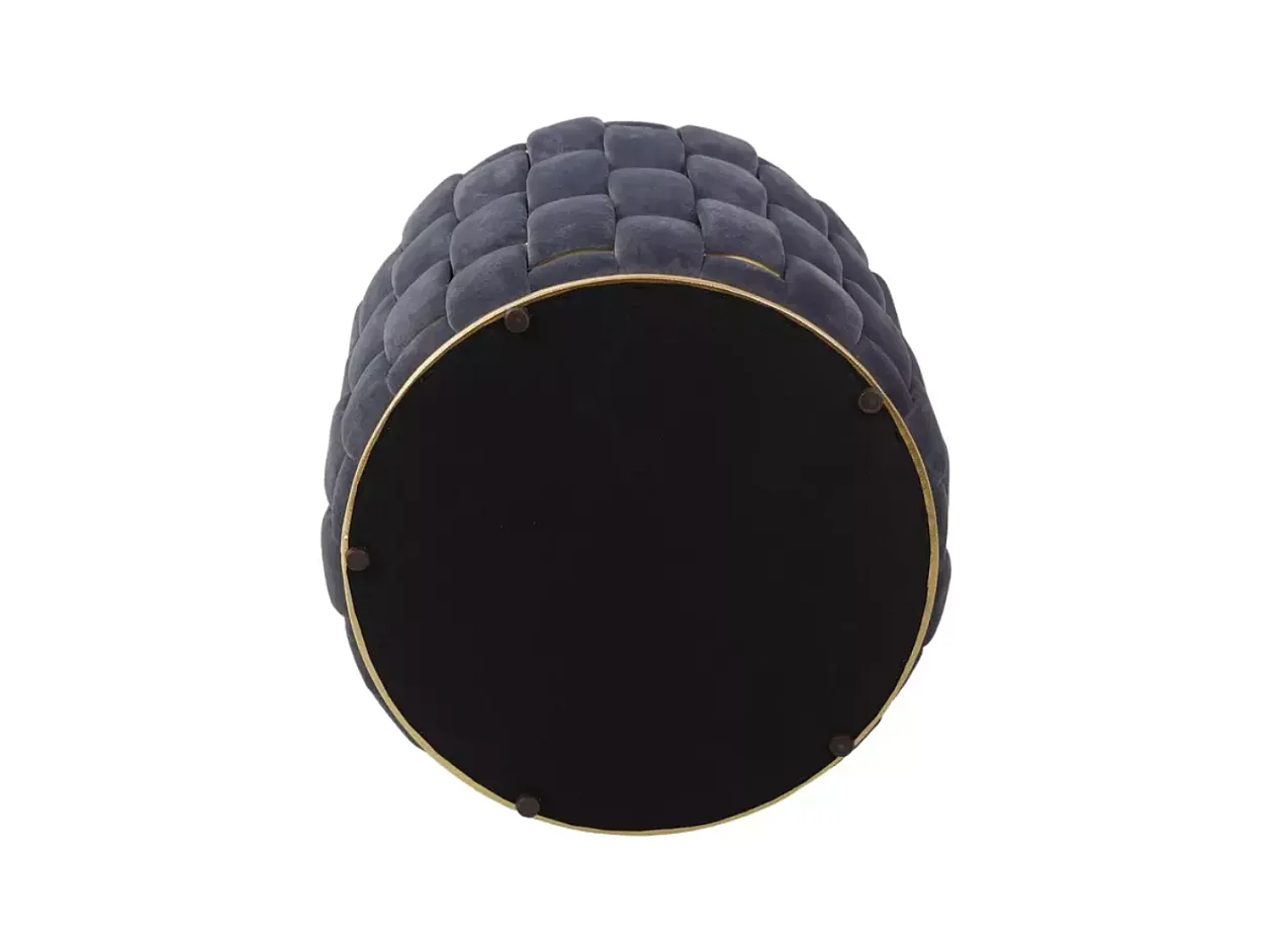 Pouf tressé en velours gris avec rangement intégré et détails dorés élégants TOPPIZ