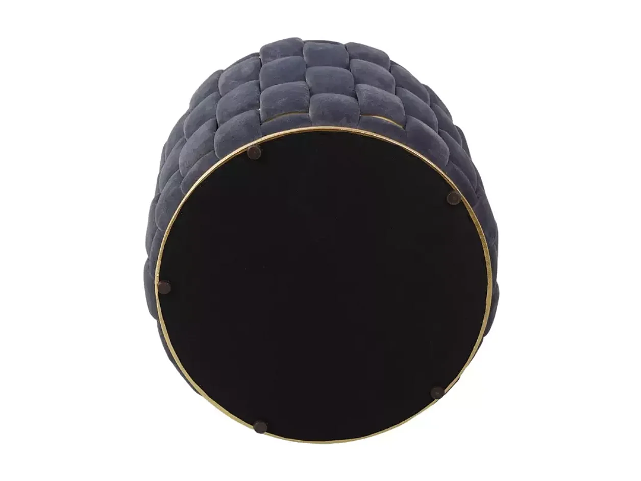 Pouf tressé en velours gris avec rangement intégré et détails dorés élégants TOPPIZ