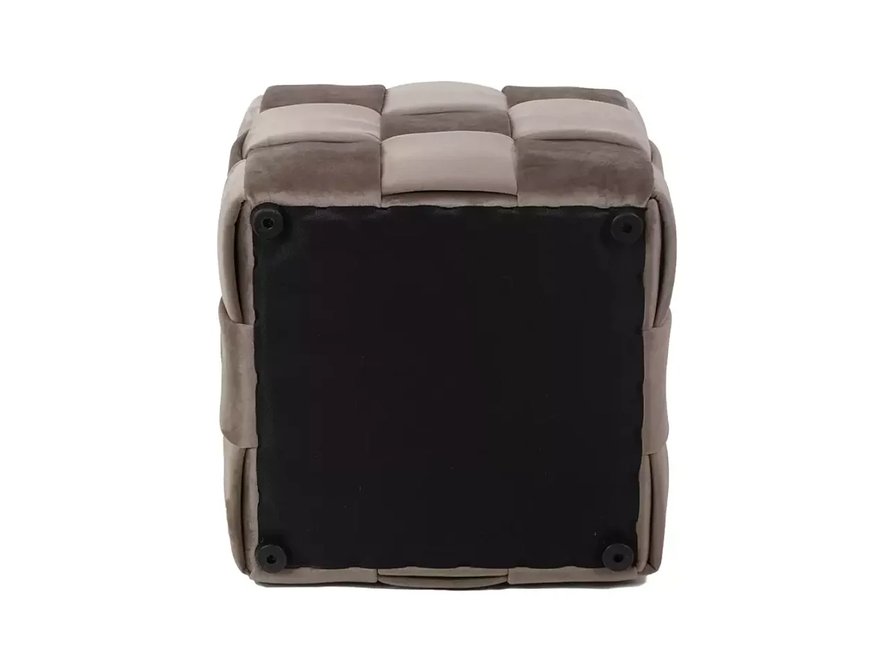 Pouf carré en velours beige à effet tressé, rembourrage moelleux ANIANKAZ