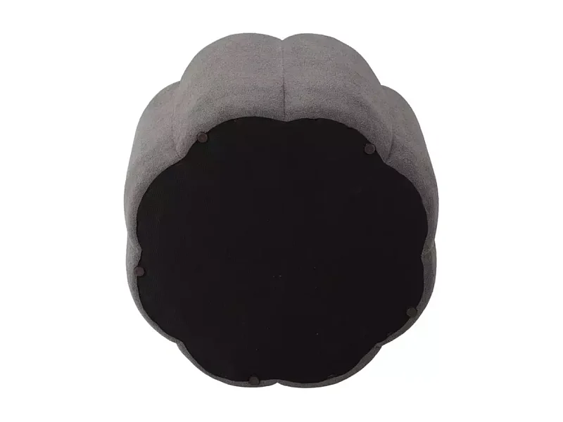 Pouf gris en tissu avec rangement et assise fleur capitonnée décorative MALISER