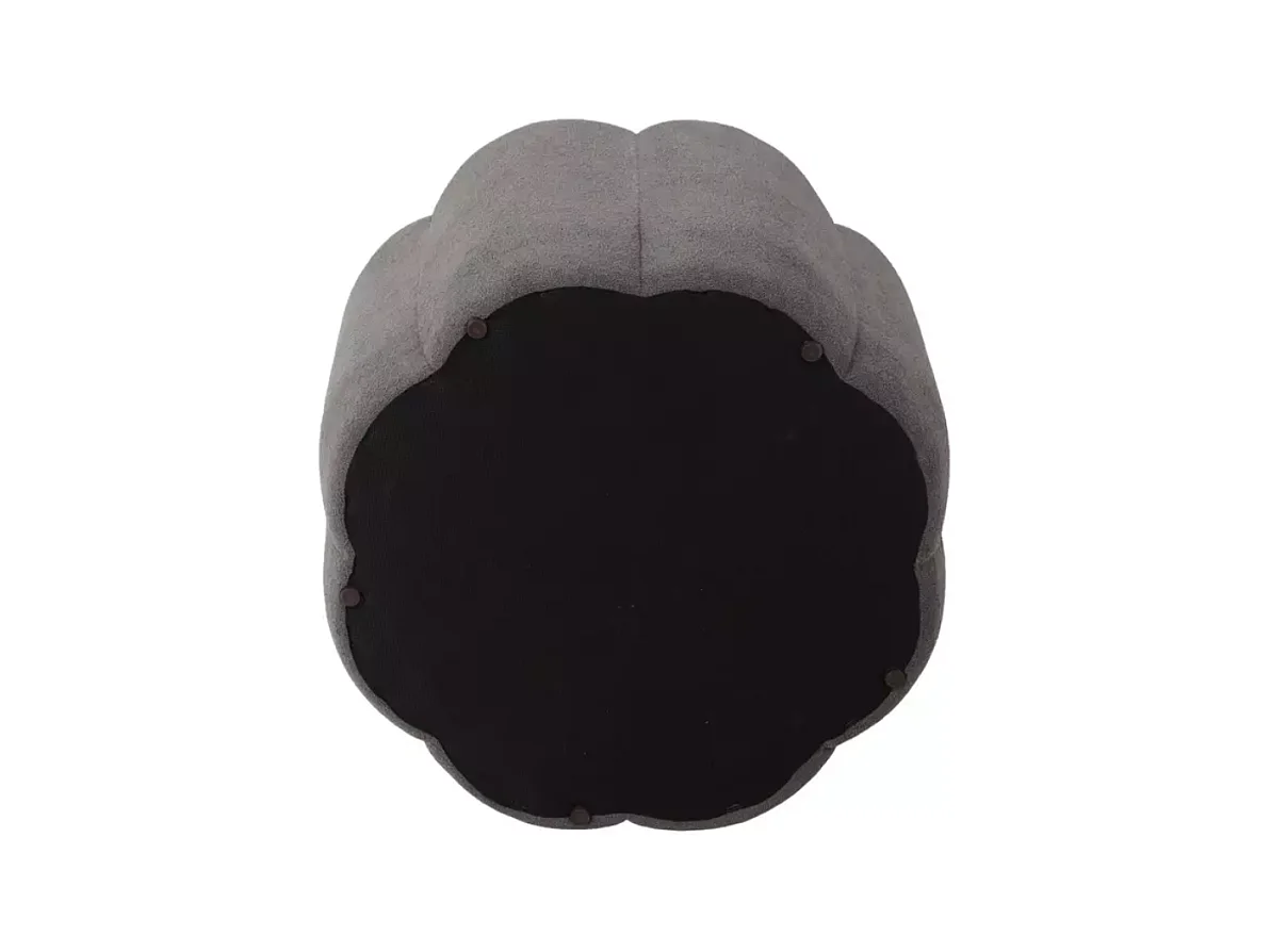 Pouf gris en tissu avec rangement et assise fleur capitonnée décorative MALISER