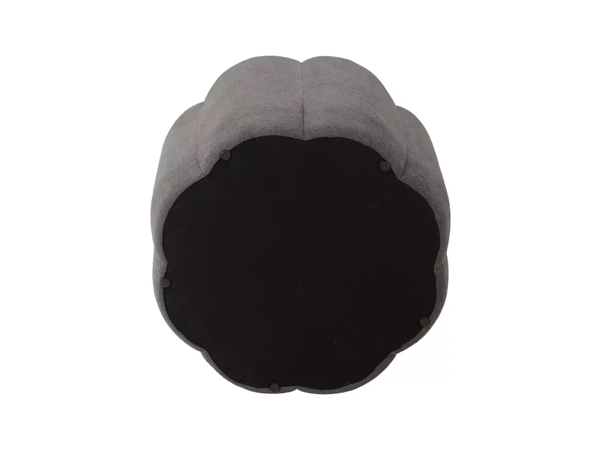 Pouf gris en tissu avec rangement et assise fleur capitonnée décorative MALISER