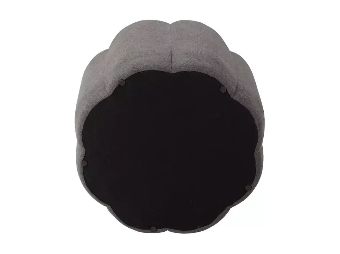 Pouf gris en tissu avec rangement et assise fleur capitonnée décorative MALISER