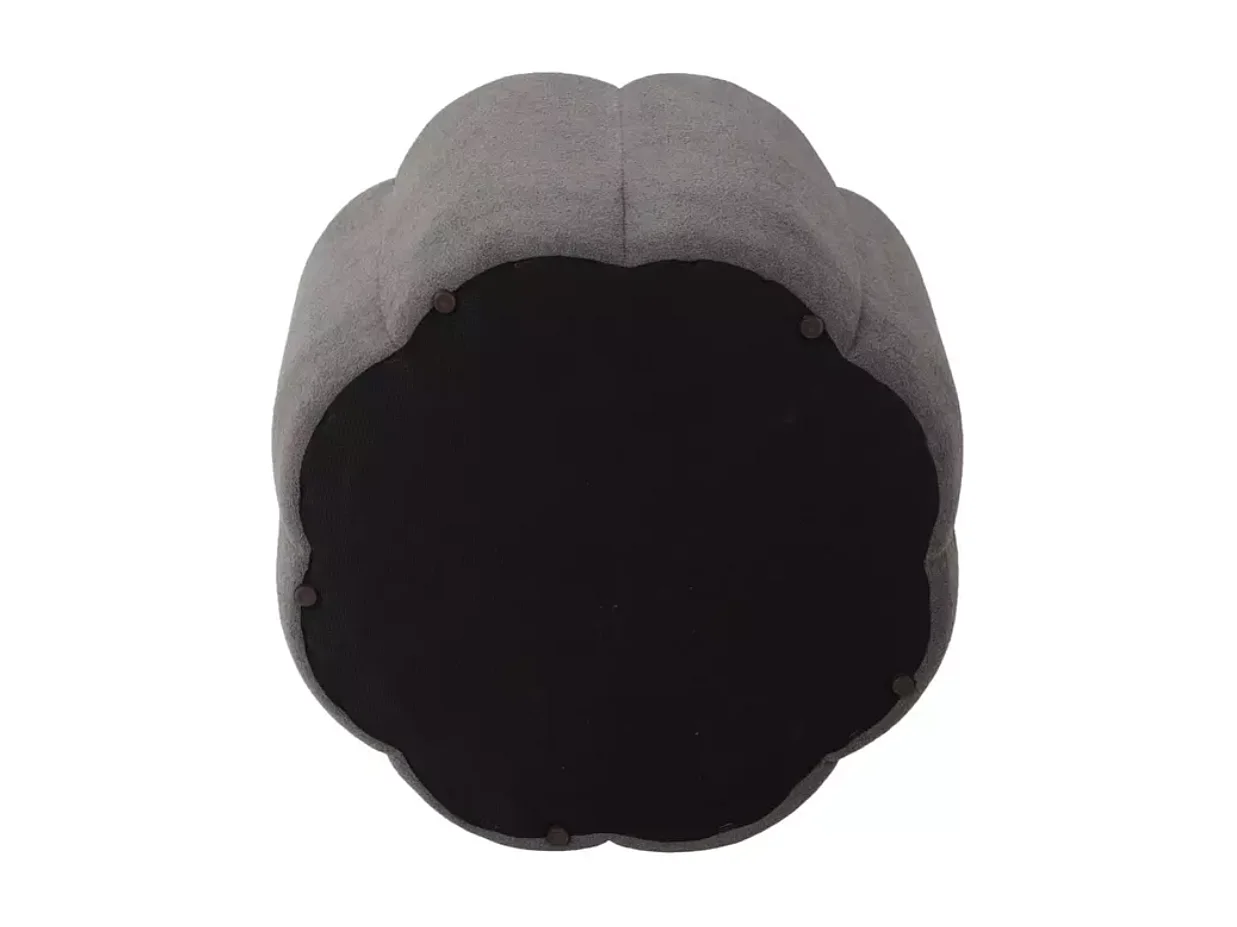 Pouf gris en tissu avec rangement et assise fleur capitonnée décorative MALISER