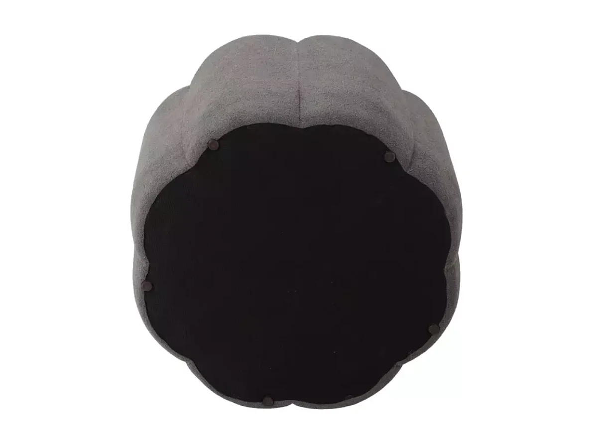 Pouf gris en tissu avec rangement et assise fleur capitonnée décorative MALISER