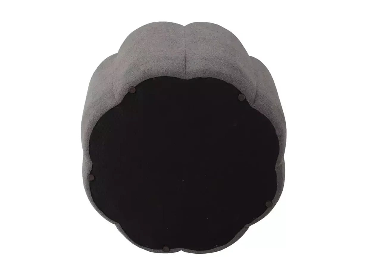 Pouf gris en tissu avec rangement et assise fleur capitonnée décorative MALISER