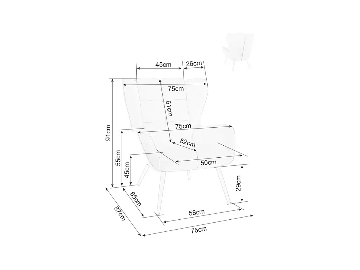 Fauteuil velours noir dossier capitonné style lounge pieds métal noir SUITE