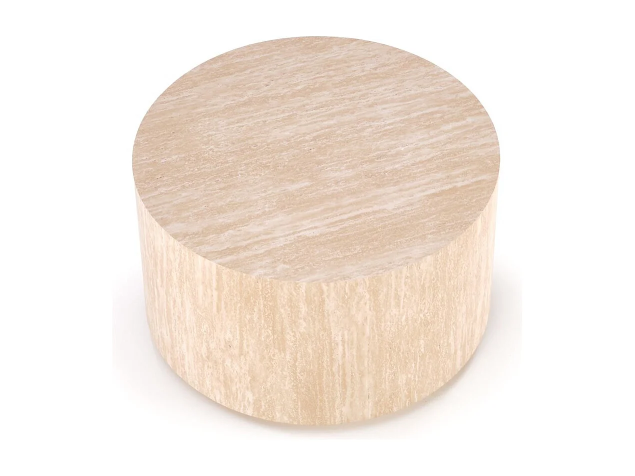 Table basse ronde 60 cm de diamètre couleur travertin MIO
