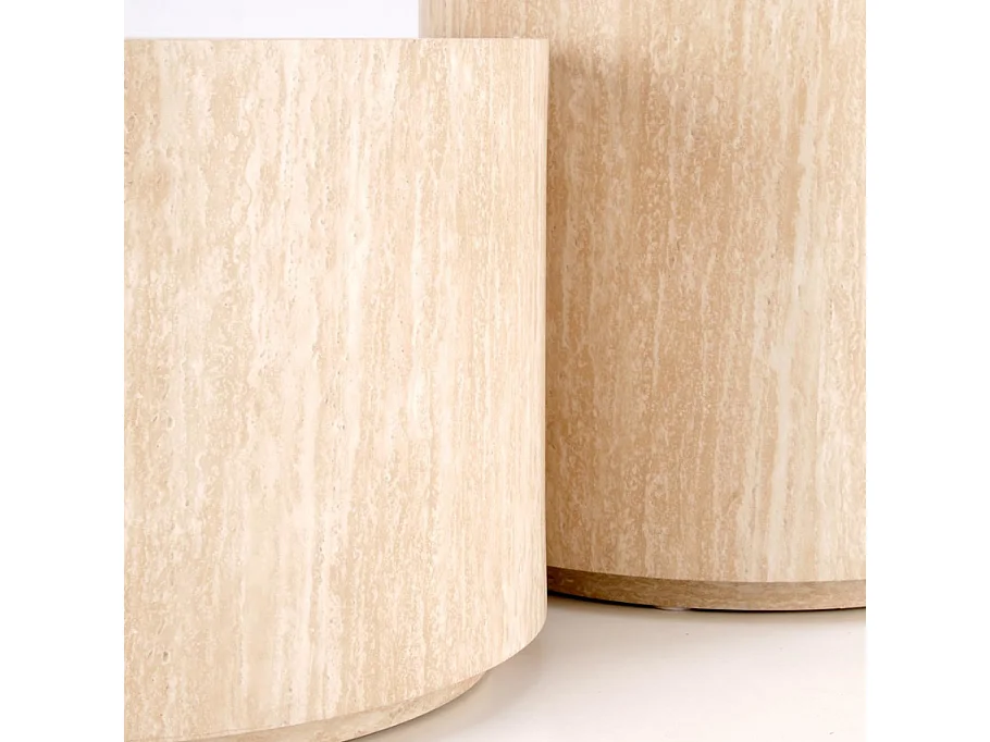 Petite table basse circulaire couleur travertin MIO