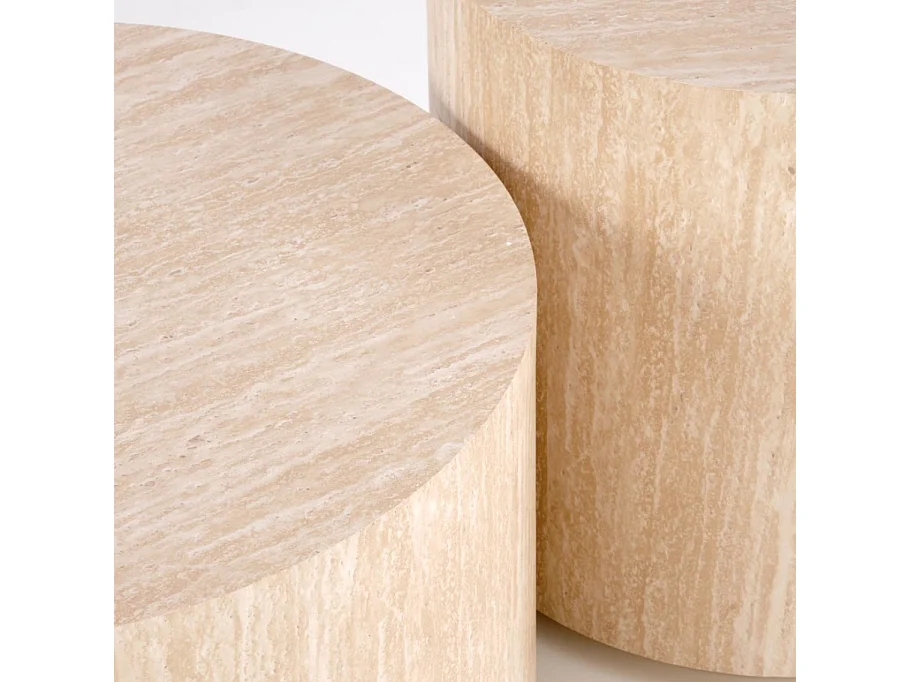 Petite table basse circulaire couleur travertin MIO