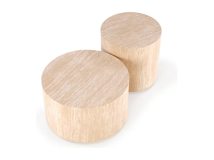 Petite table basse circulaire couleur travertin MIO