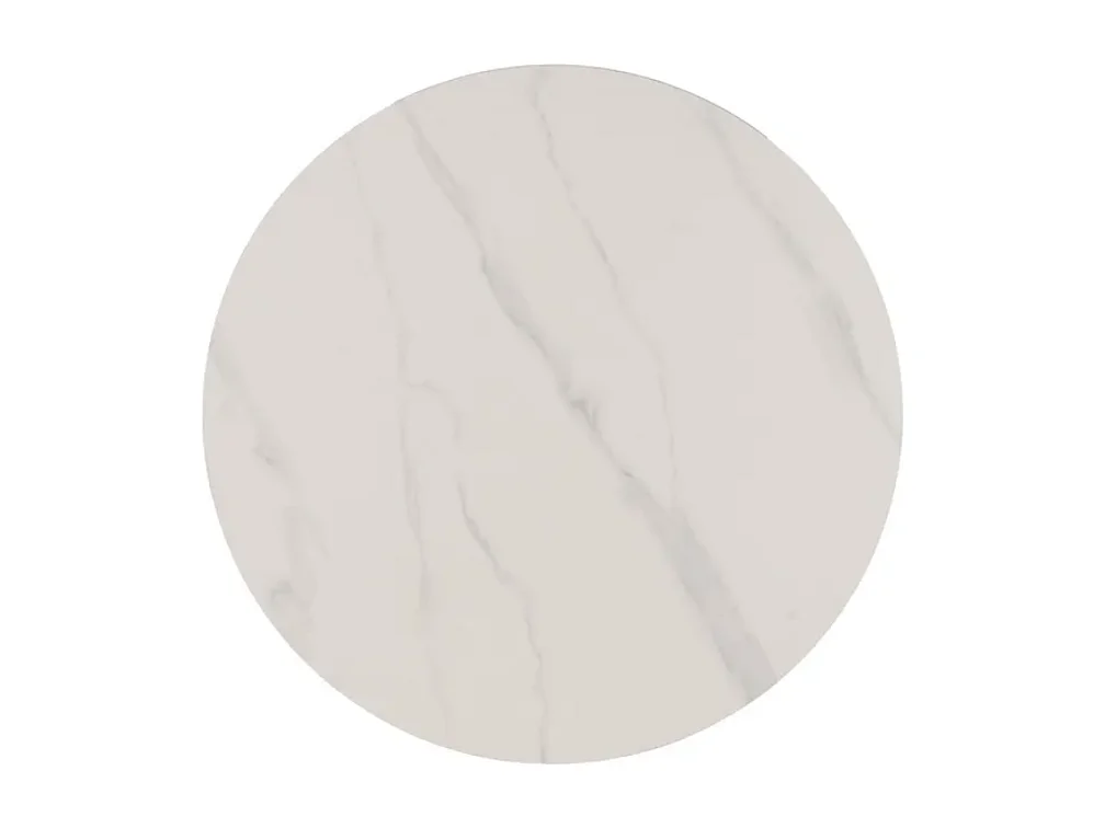 Table basse ronde 80 cm marbre céramique blanc socle conique chêne KEREA