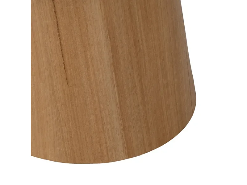 Table basse ronde 80 cm marbre céramique blanc socle conique chêne KEREA