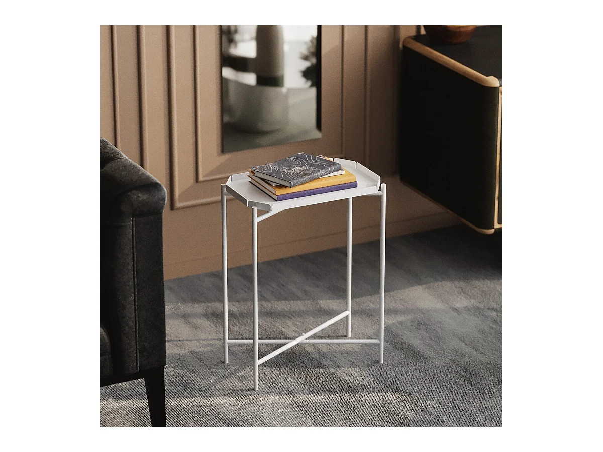 Bout de canapé avec plateau à rebord rectangulaire H56 cm - PARKER