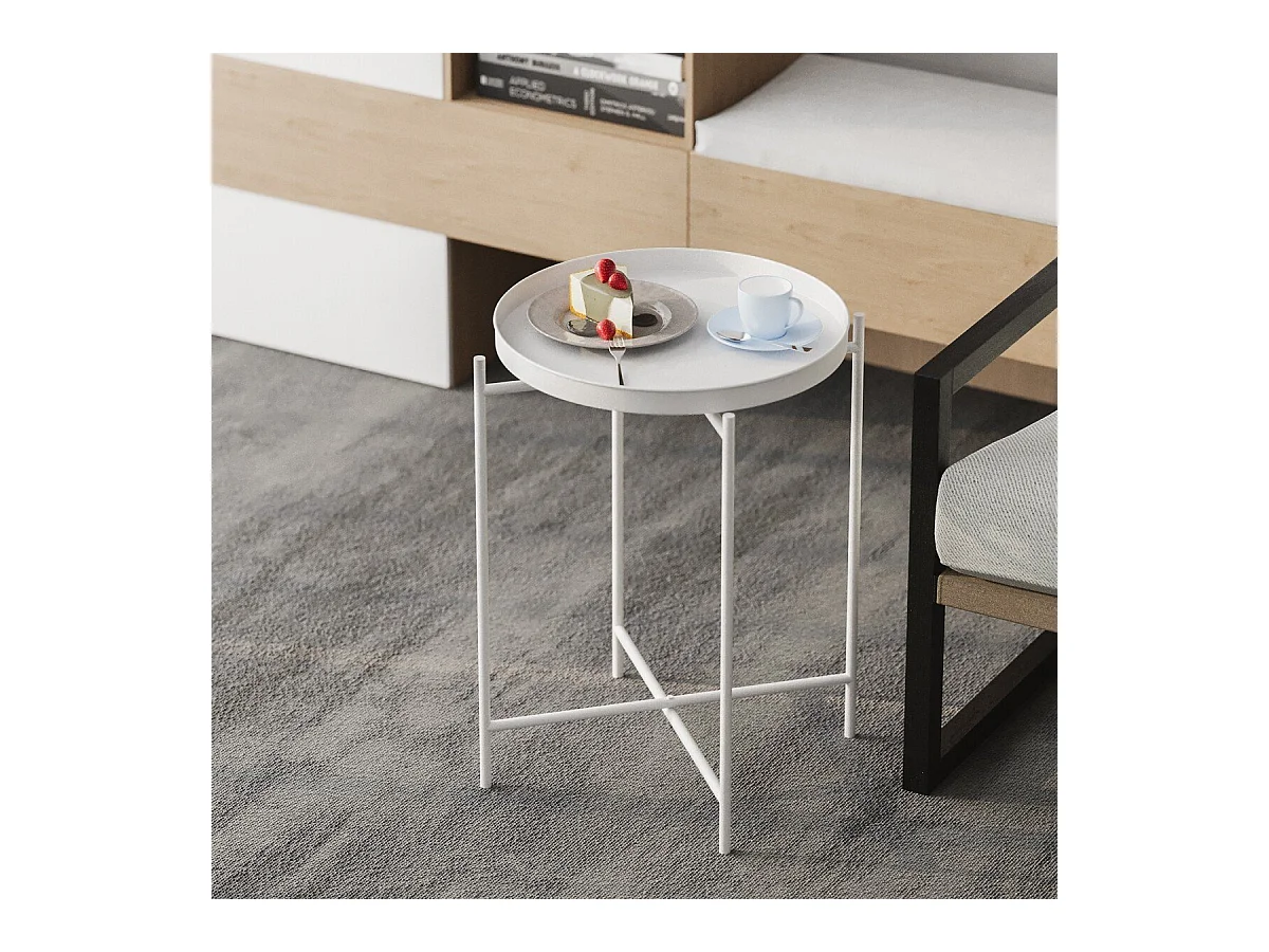 Bout de canapé avec plateau à rebord rond en Métal H56 cm - PARKER