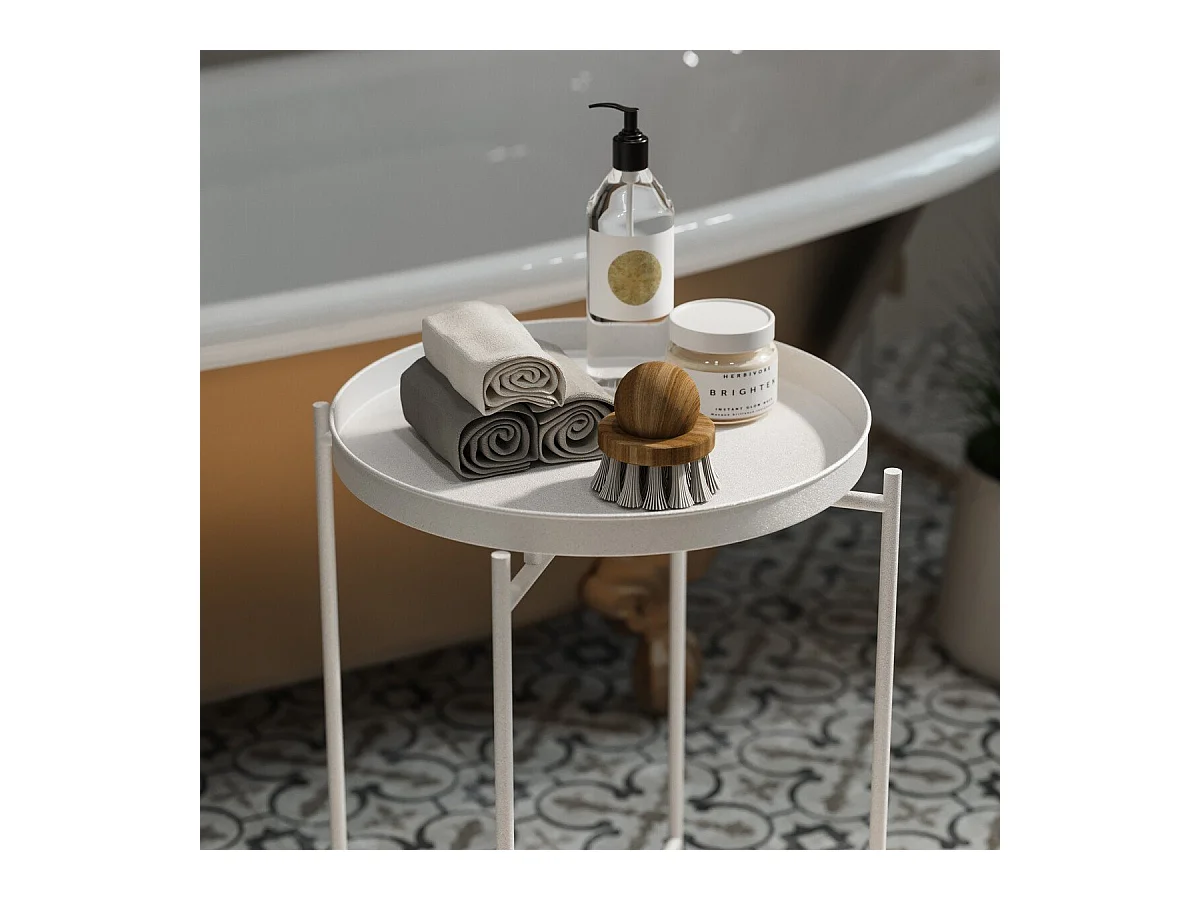 Bout de canapé avec plateau à rebord rond en Métal H56 cm - PARKER