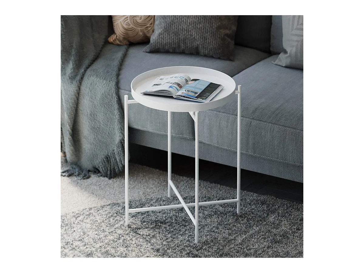 Bout de canapé avec plateau à rebord rond en Métal H56 cm - PARKER