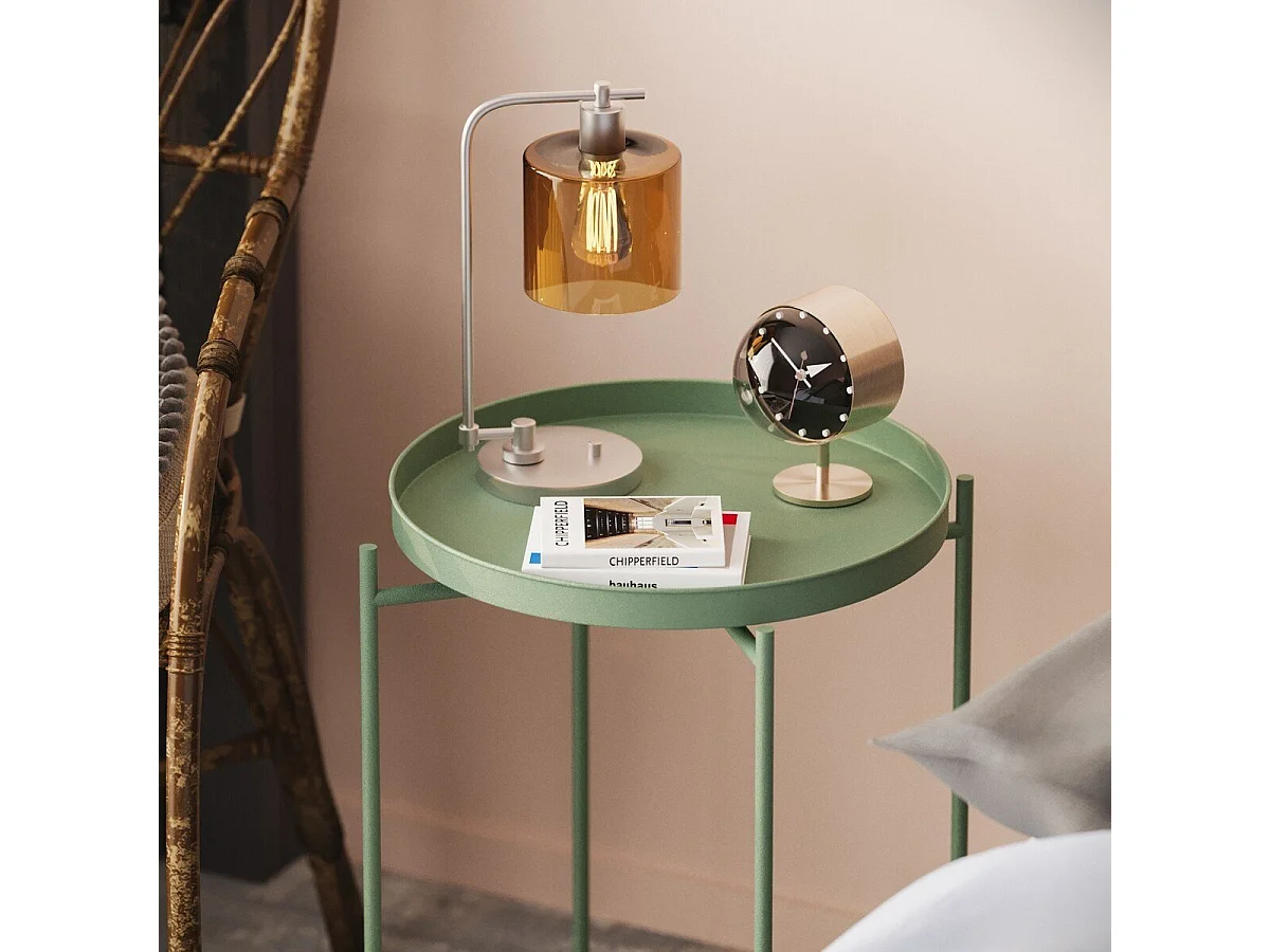 Mesa lateral com bandeja de borda redonda em Metal H56 cm - PARKER