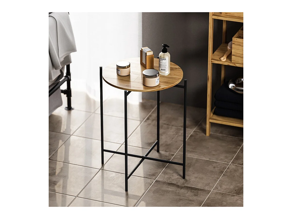 Bout de canapé avec plateau rond en Métal H56 cm - JAMIE