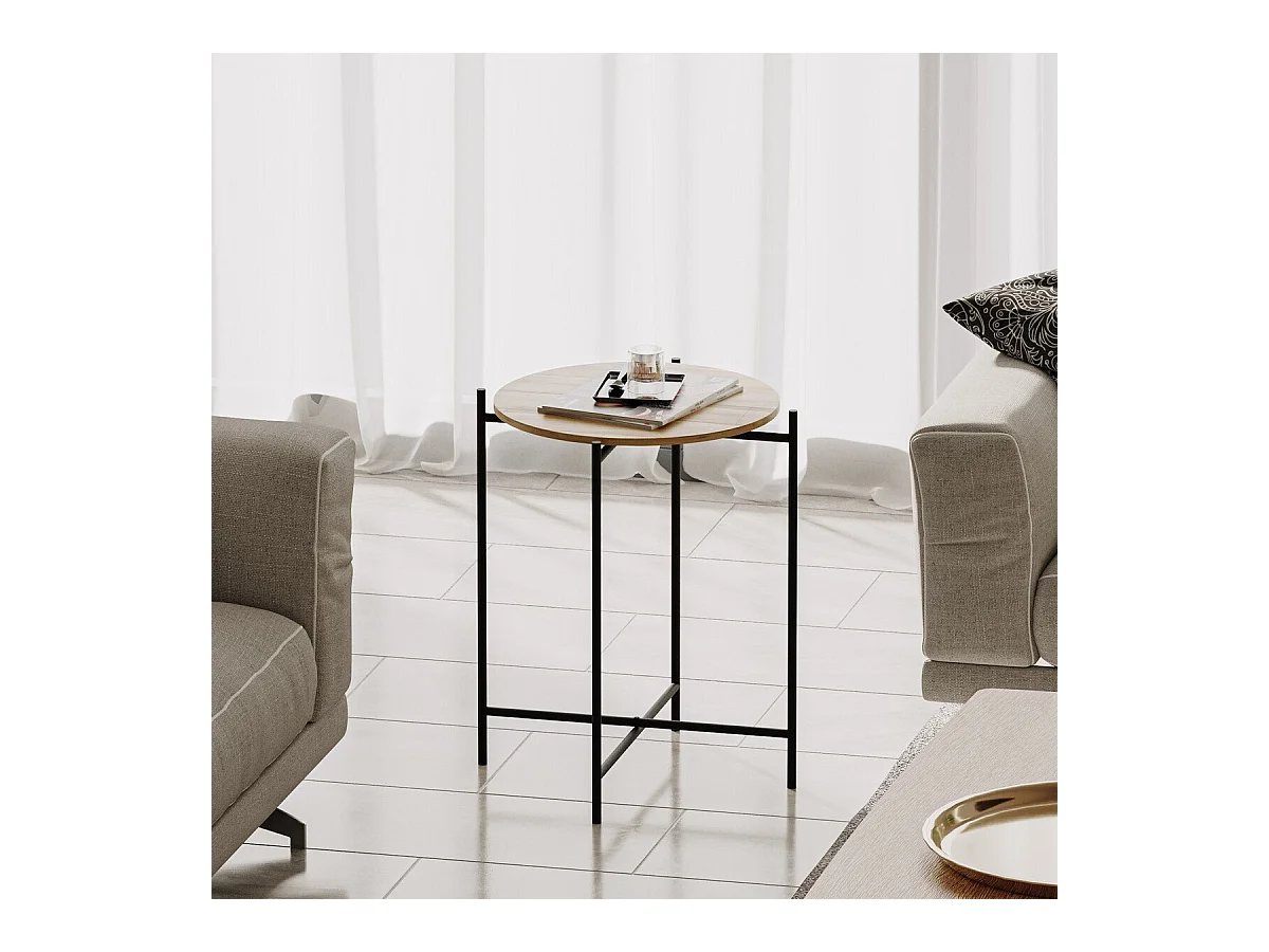 Bout de canapé avec plateau rond en Métal H56 cm - JAMIE