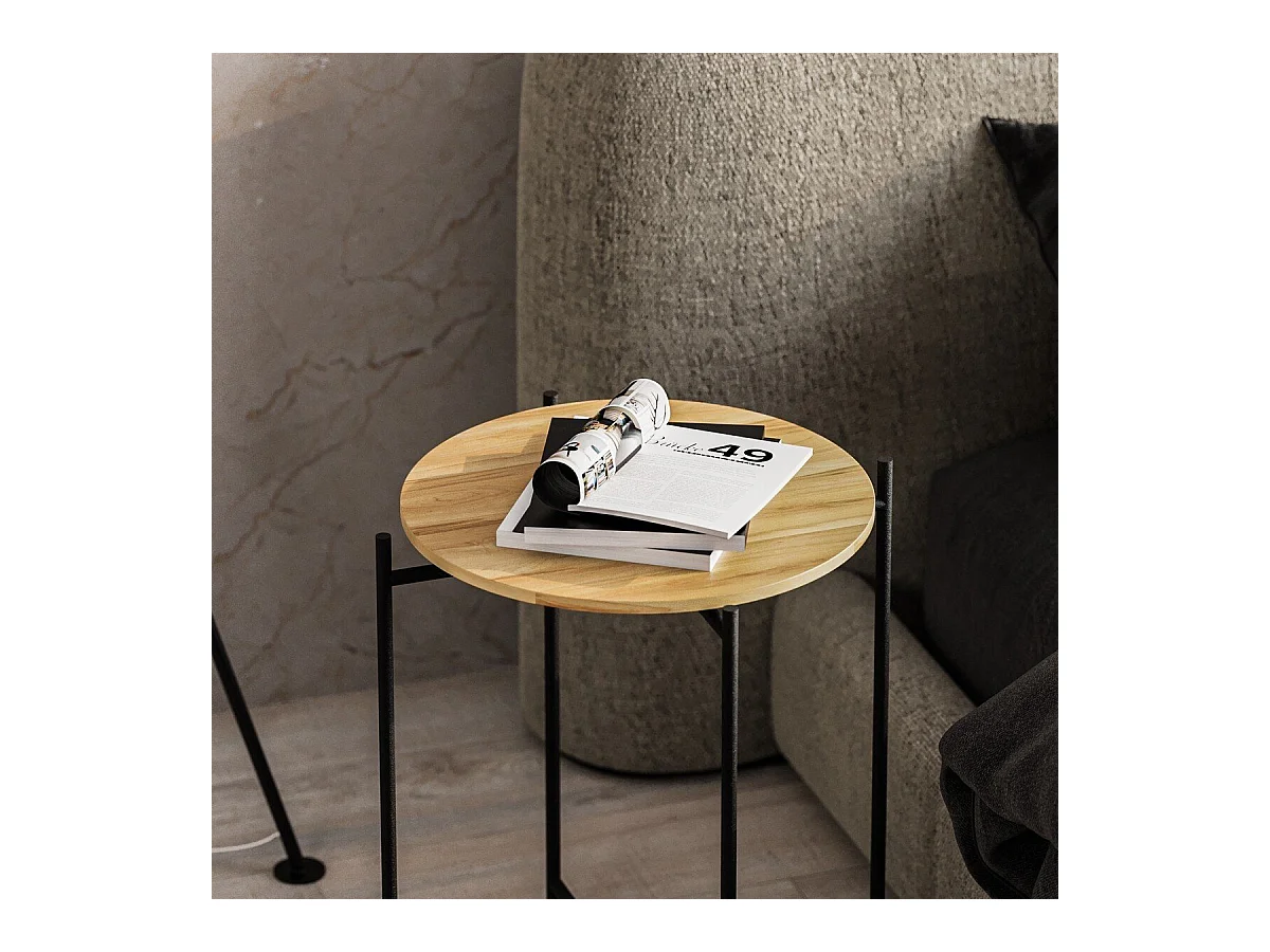 Bout de canapé avec plateau rond en Métal H56 cm - JAMIE