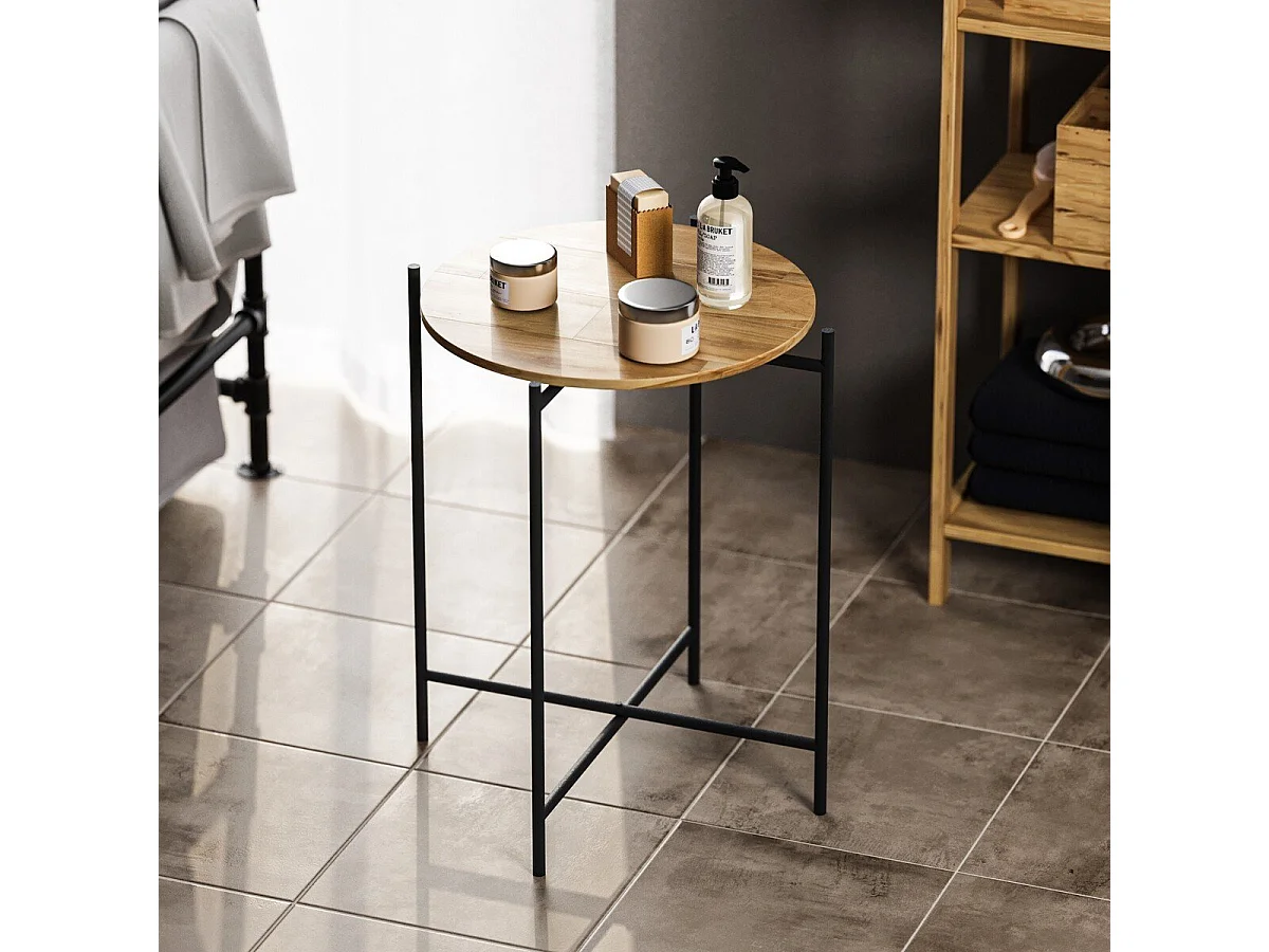 Bout de canapé avec plateau rond en Métal H56 cm - JAMIE