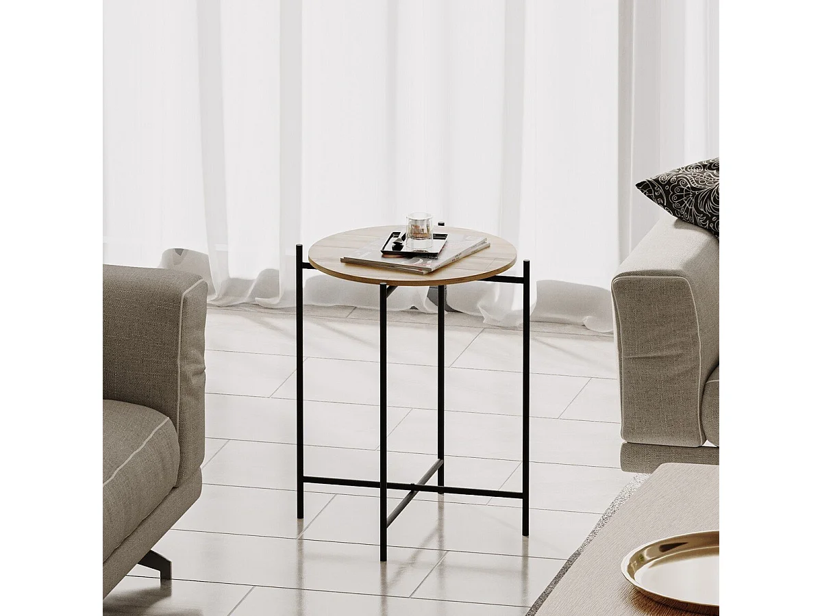 Bout de canapé avec plateau rond en Métal H56 cm - JAMIE