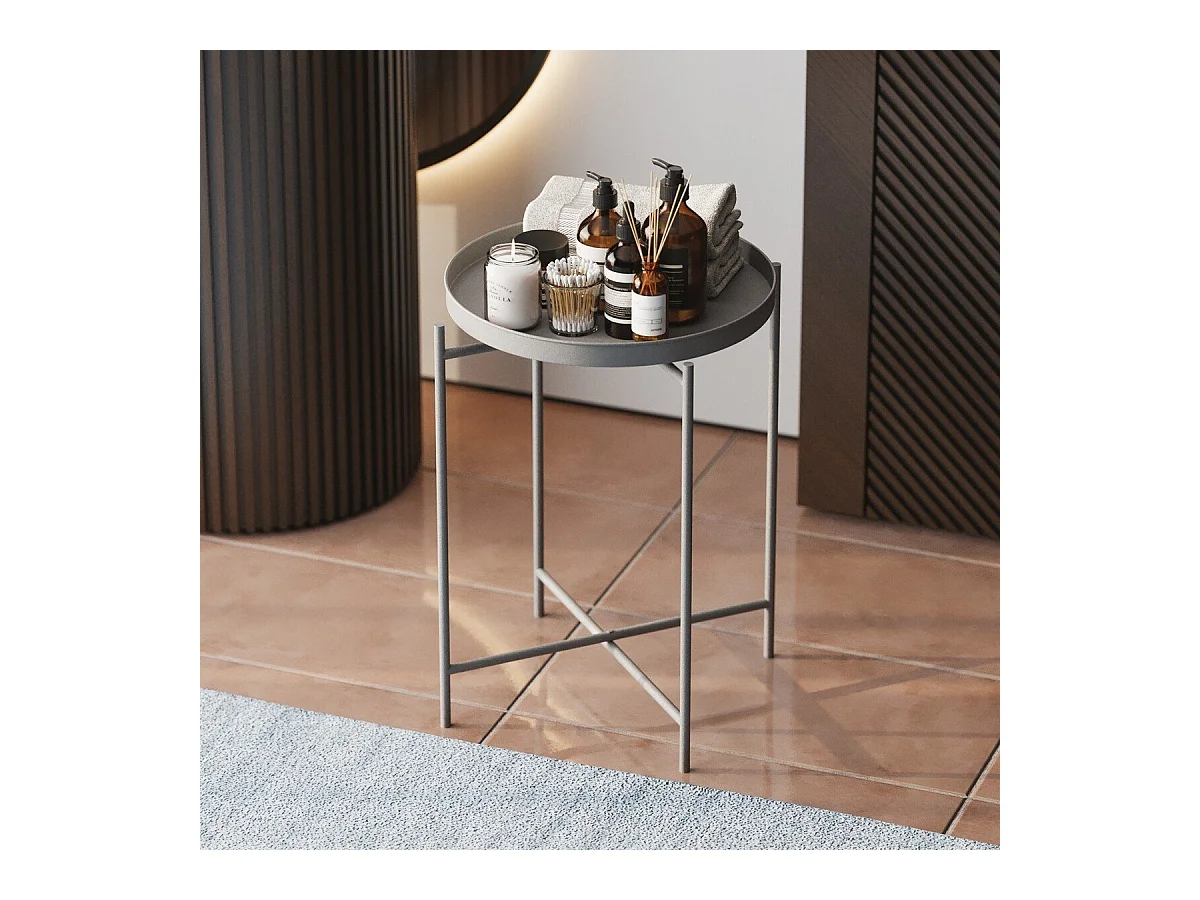 Bout de canapé avec plateau à rebord rond en Métal H56 cm - PARKER