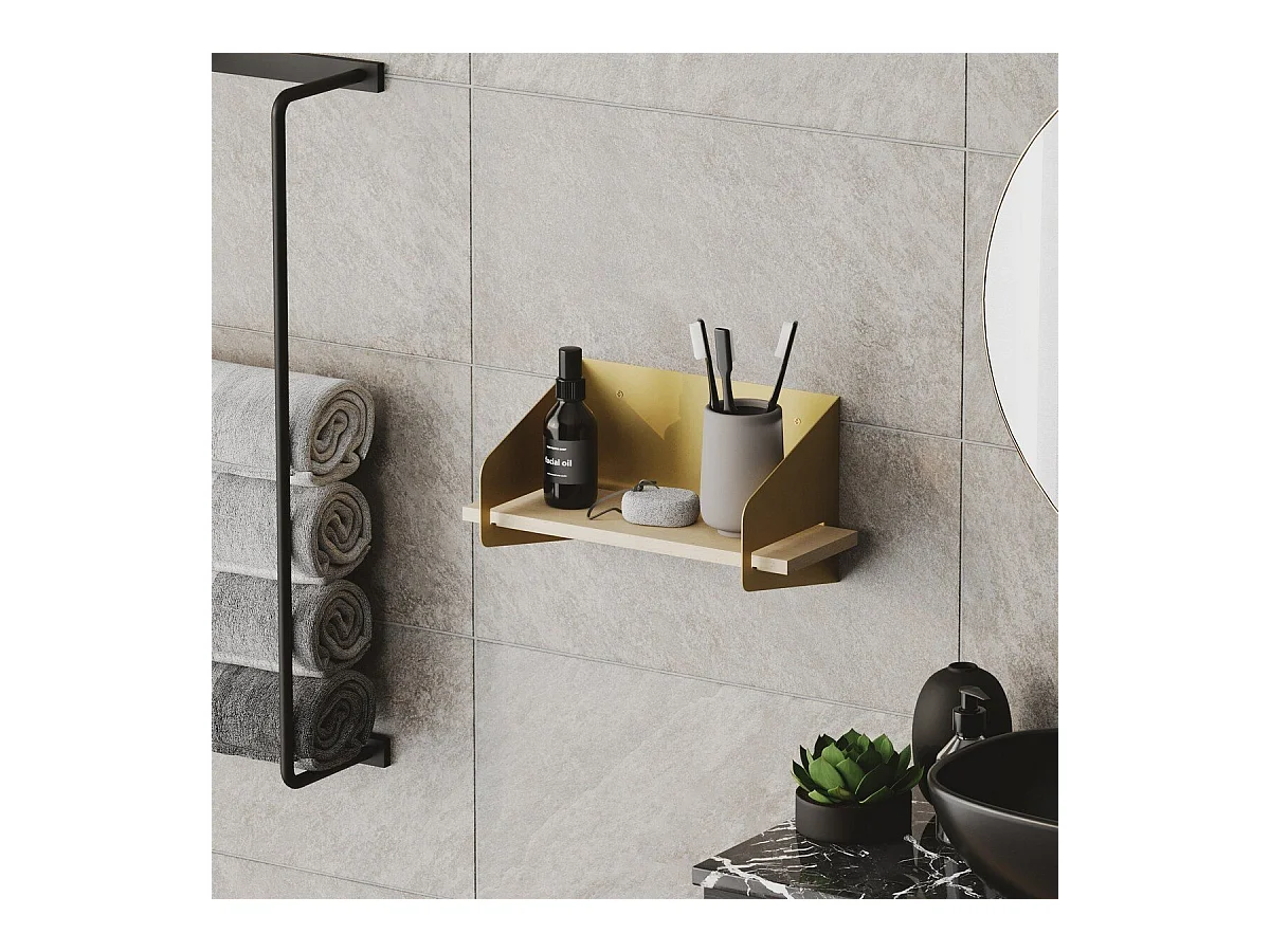 Etagère murale avec tablette en pin massif et Métal L40 cm - WREN