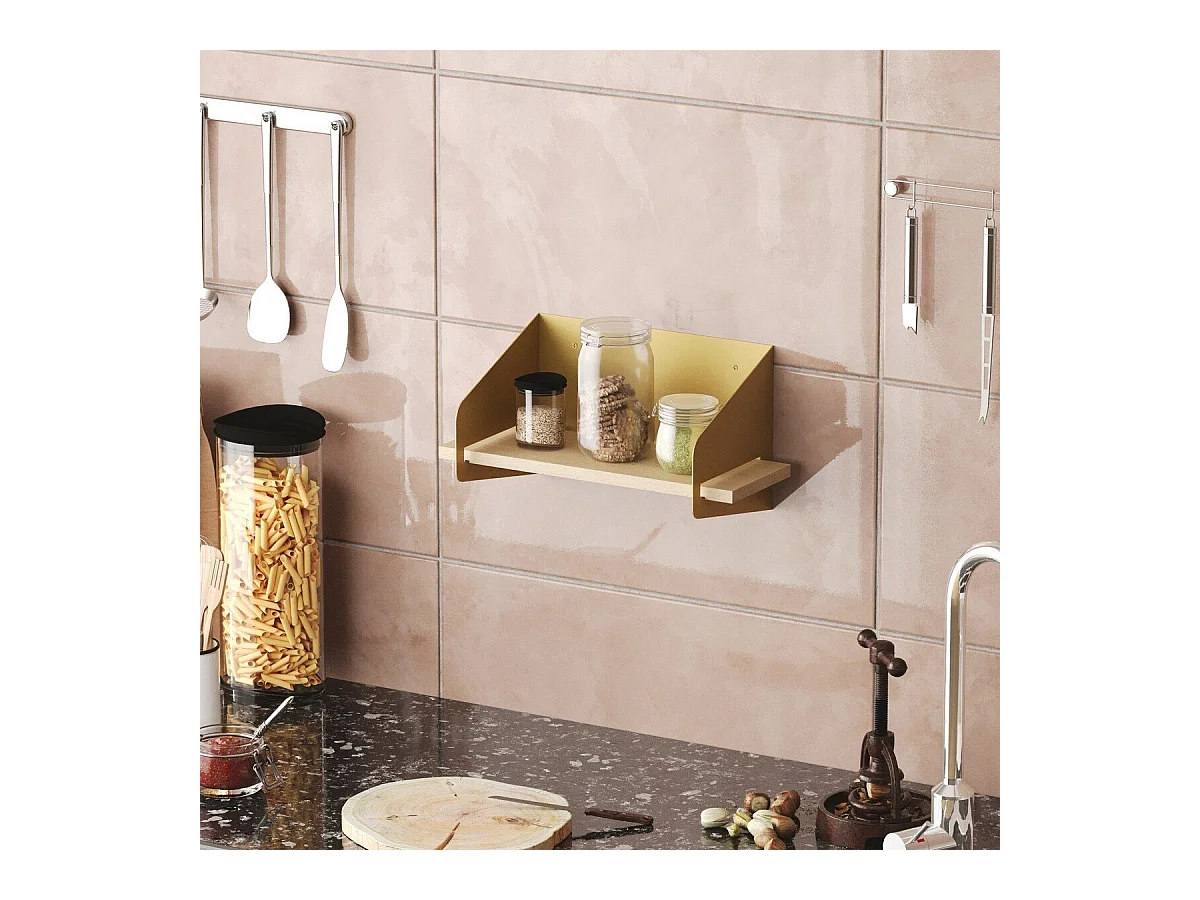 Etagère murale avec tablette en pin massif et Métal L40 cm - WREN