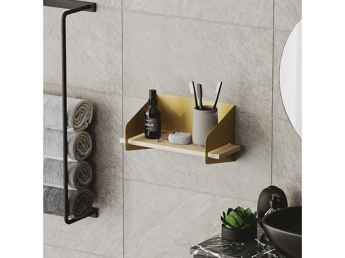 Etagère murale avec tablette en pin massif et Métal L40 cm - WREN