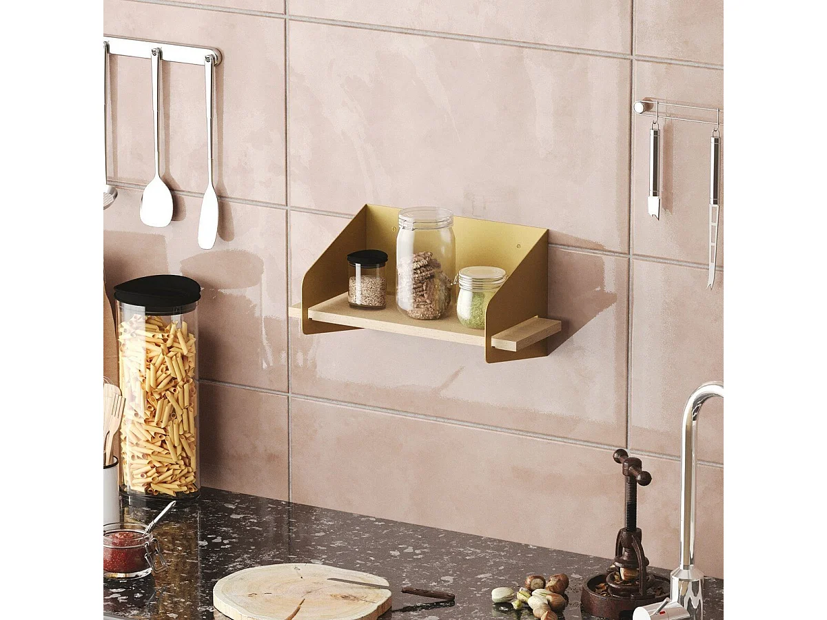 Etagère murale avec tablette en pin massif et Métal L40 cm - WREN