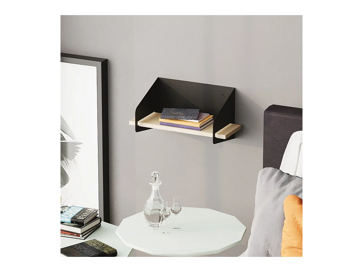 Etagère murale avec tablette en pin massif et Métal L40 cm - WREN