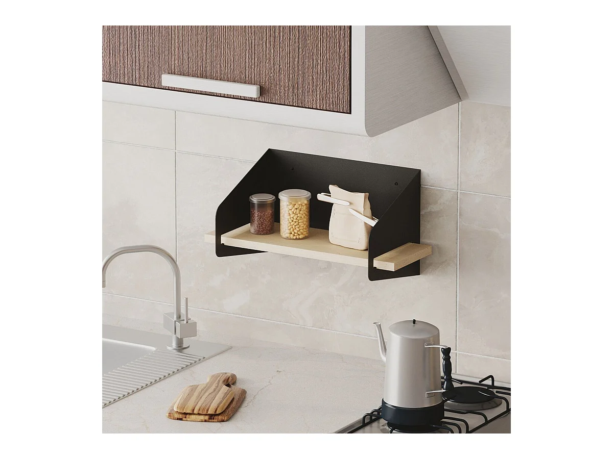 Etagère murale avec tablette en pin massif et Métal L40 cm - WREN