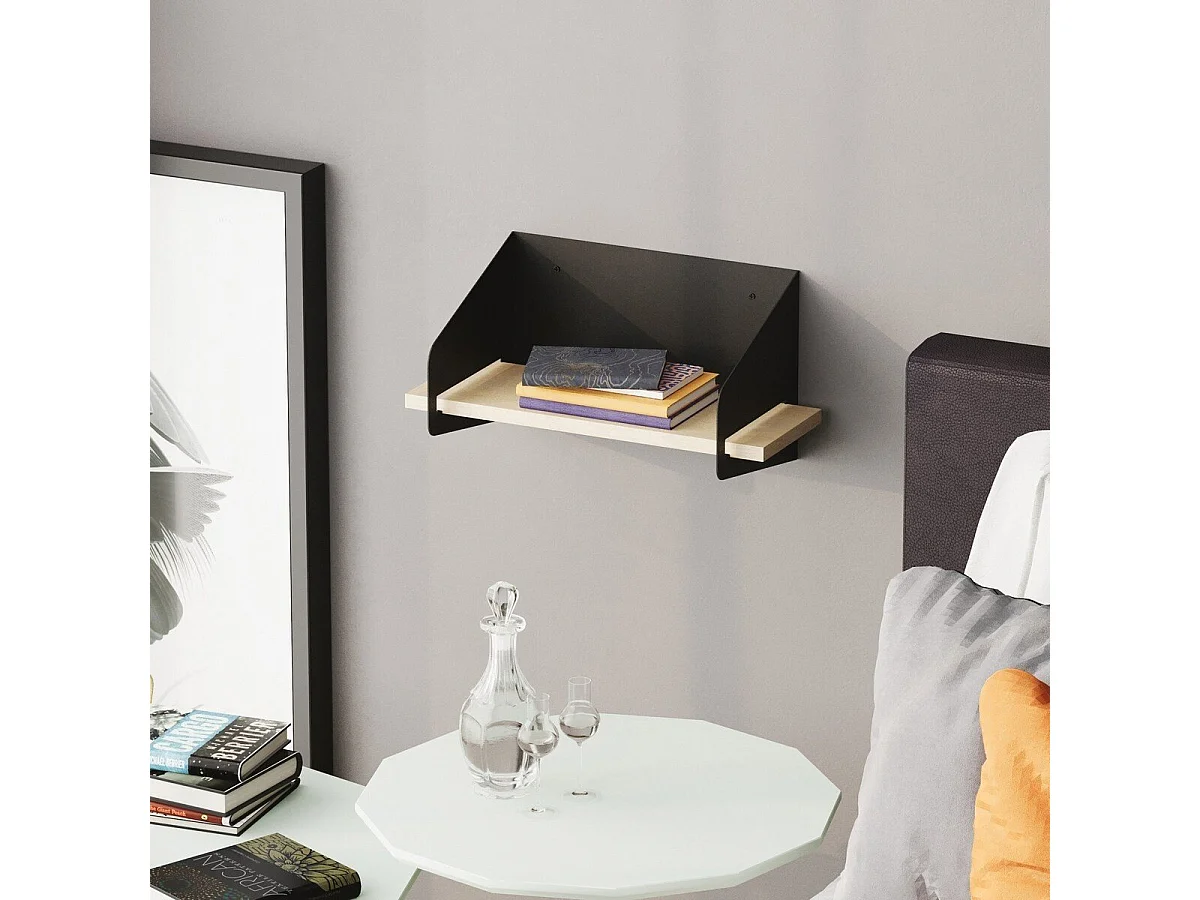 Etagère murale avec tablette en pin massif et Métal L40 cm - WREN