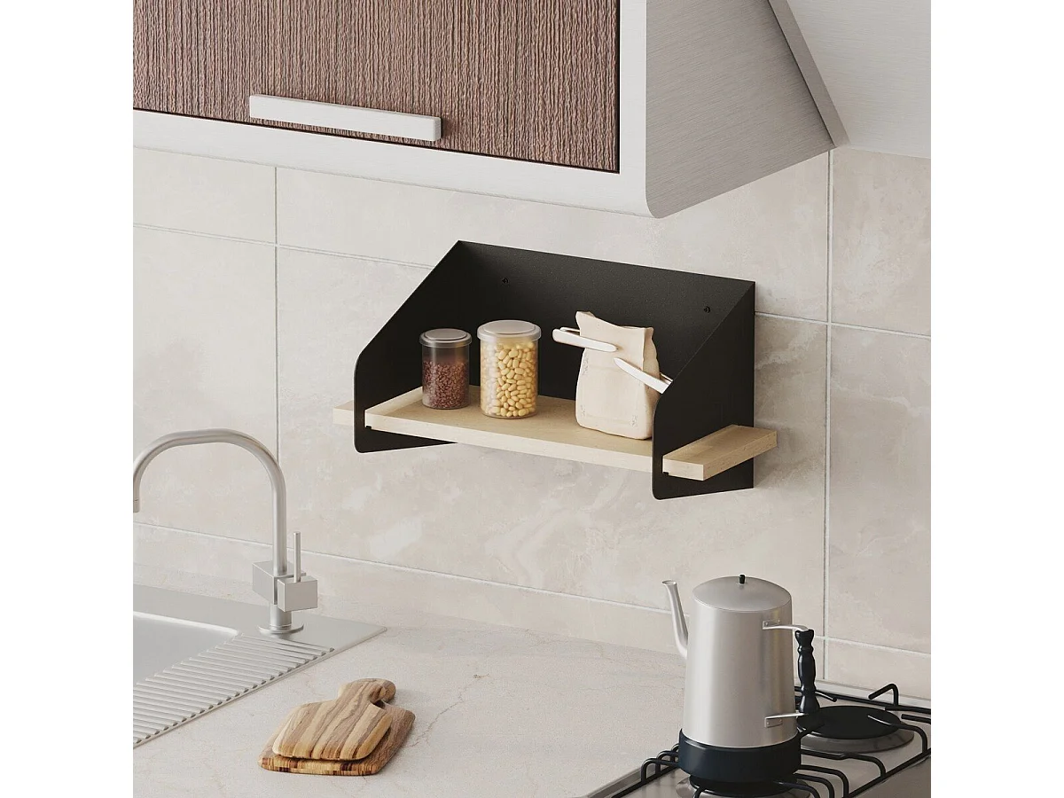 Etagère murale avec tablette en pin massif et Métal L40 cm - WREN