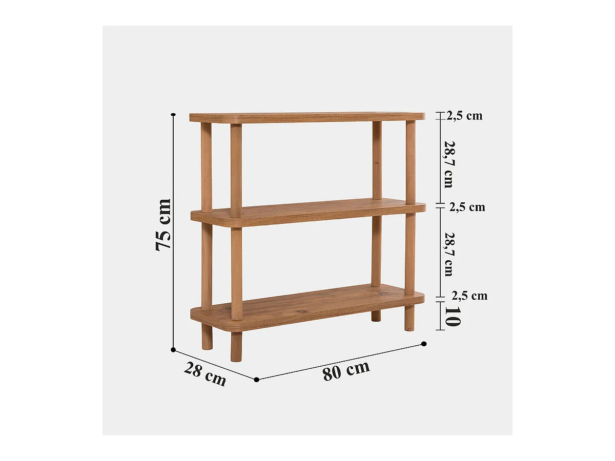Etagère 3 tablettes décor pin atlantique L80 cm - STEP