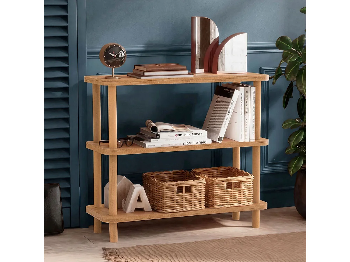 Regal mit 3 Böden in Atlantik-Kiefer-Dekor L80 cm - STEP