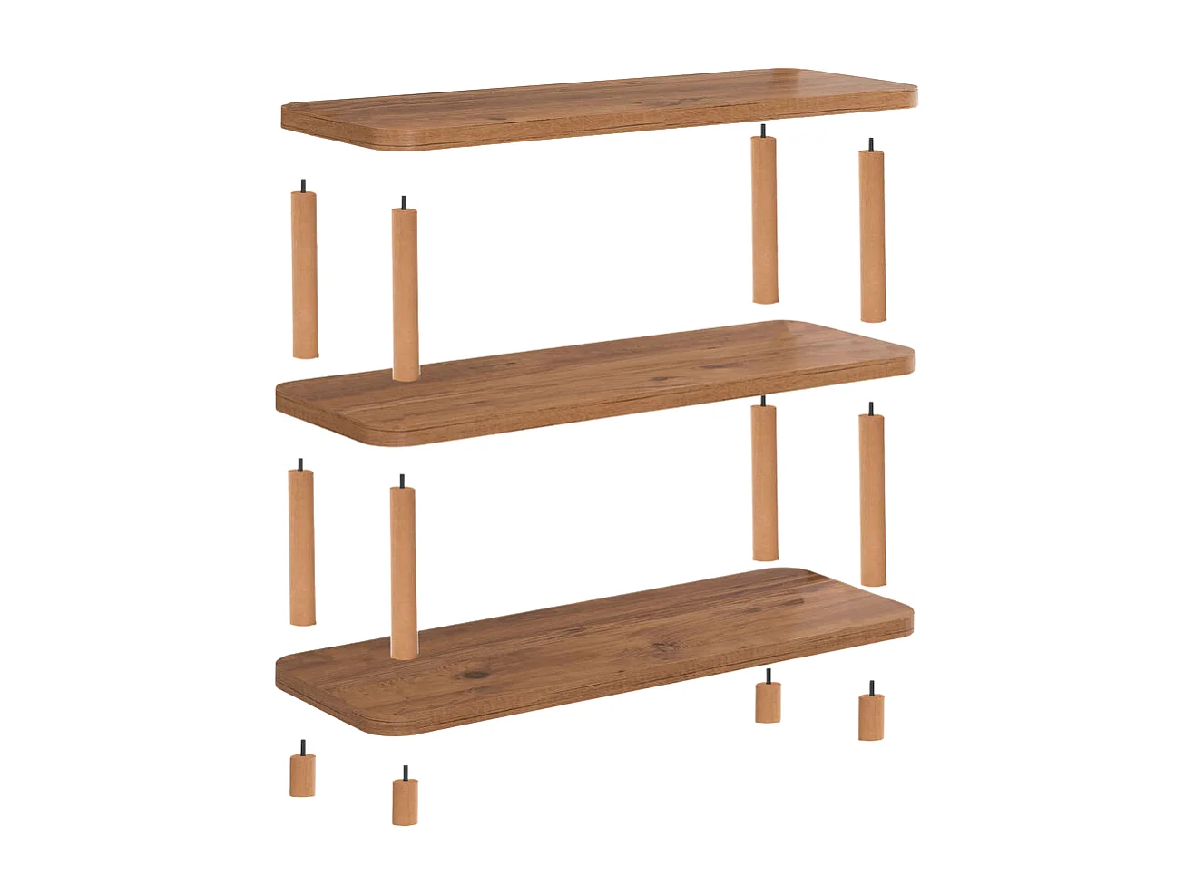 Wandrek met 3 planken in Atlantisch dennen decor L80 cm - STEP