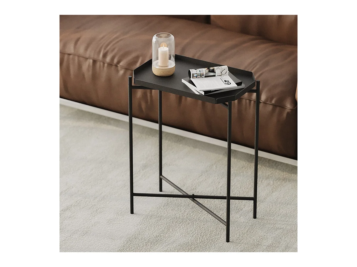 Bout de canapé avec plateau à rebord rectangulaire H56 cm - PARKER