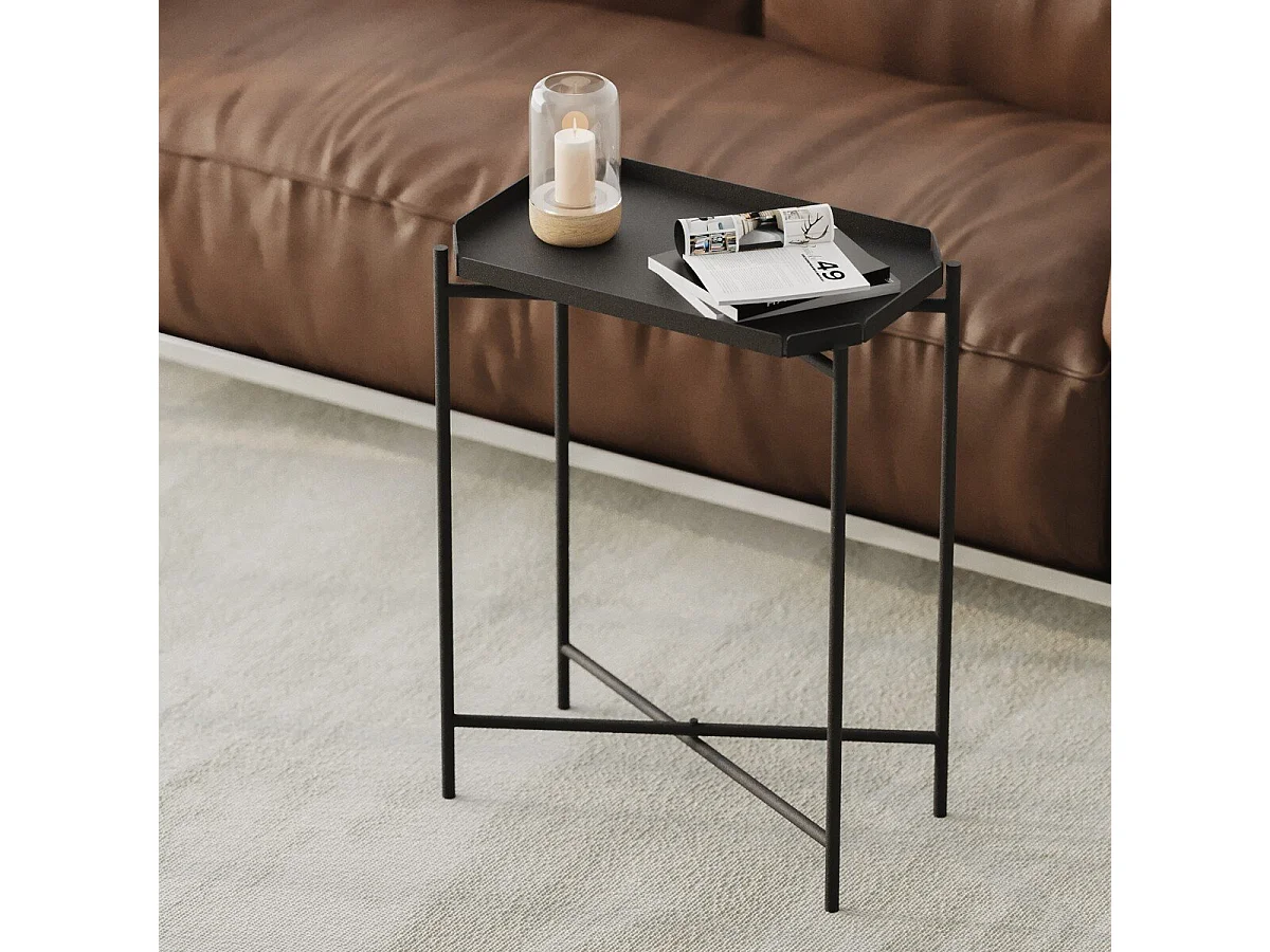 Bout de canapé avec plateau à rebord rectangulaire H56 cm - PARKER